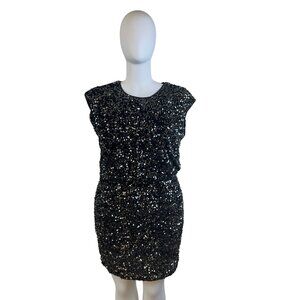 City Chic Women’s Black Sequin Sleeveless Mini Dress Sz S/16 - New